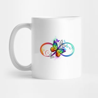 Bright infinity with rainbow butterfly Mug